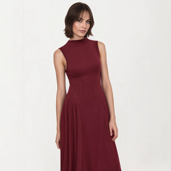 Sexy Spice Girl Temperament Semi-turtleneck Sleeveless Dress 2025 Cross-border Summer Skinny A-shaped Skirt Elegant Long Dress