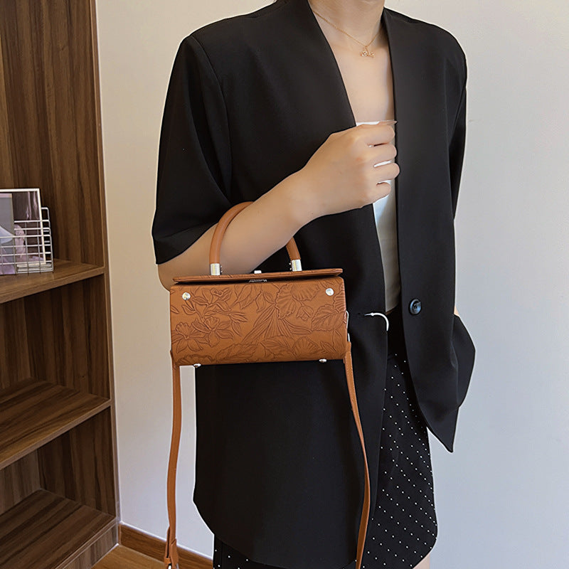 Best selling box bag women 2024fashion embossed satchel shoulder crossbody bag classy texture pillow bag