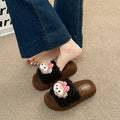 Cute shirley rose curly teddy hair thick cashmere cotton slippers women's fall and winter outwear non-slipheattech open toe cotton