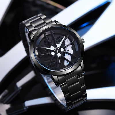 New creative sports car wheel design wristwatch - 3d hollow dial fashion men's watch - large dial quartz watch - wholesale