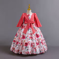 European and american new girls' chiffon floral princess dress - perfect for parties, piano performances, and evening events. kids' dress