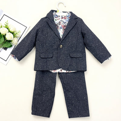 Export original order mamas&*papas boys suit three-piece tie dark gray small suit banquet dress