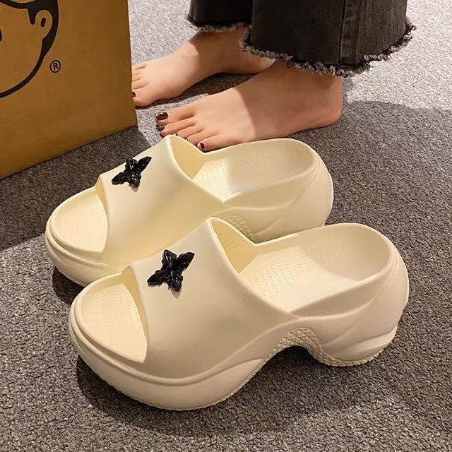9cm thick sole star slippers women's summer outwear thick sole stomping on shit feeling 2024new arrivalsummer popular sandals