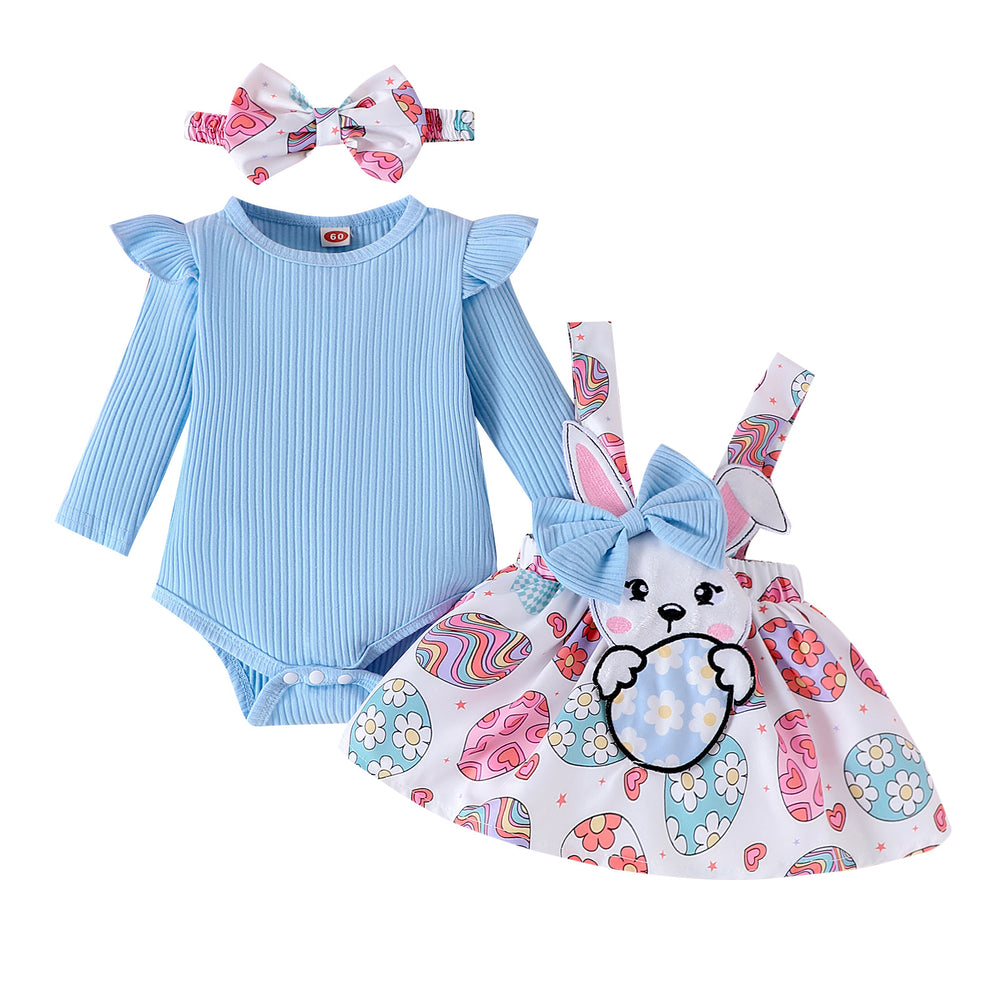 Export cross-border fashion spring & fall new product girlsuit small and medium-sized children lace collar long sleeves + flower printing suspender skirt