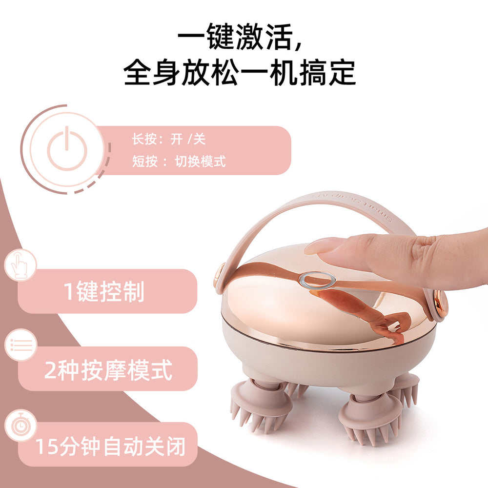 smart head wireless kneading massager with red light therapy and heat compression - mini electric massage device for smart stress relief