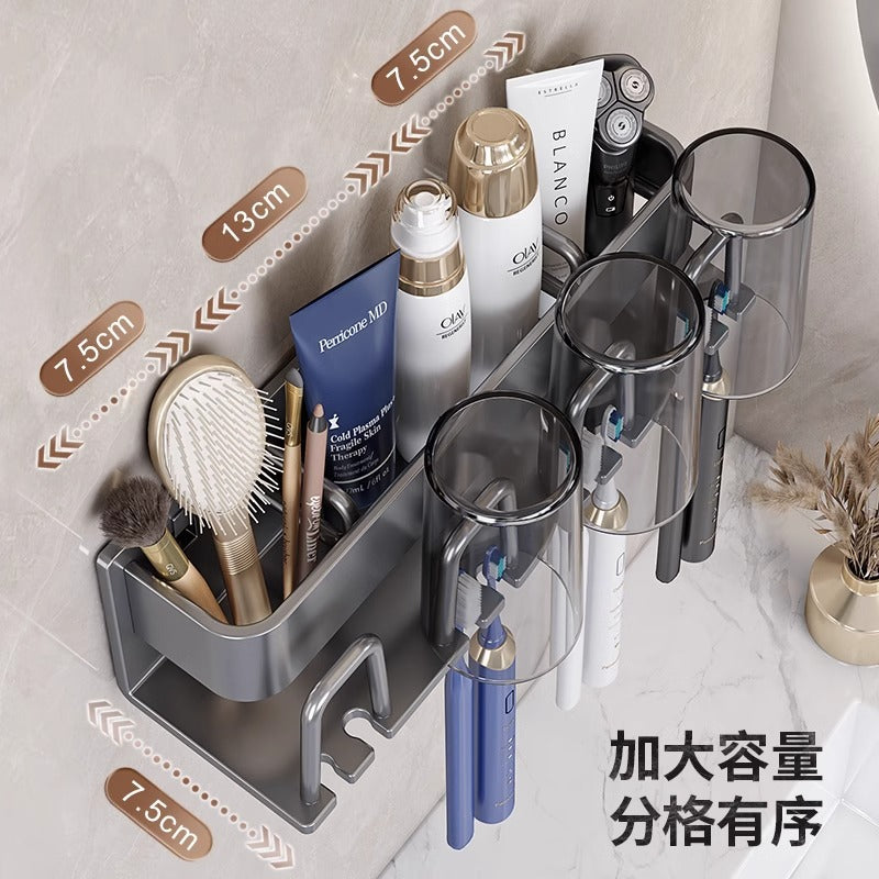 Electric tooth cup toothpaste toothbrush shelf storage rack for homesuit punch-free bathroom bathroom mouthwash cup wall hanging