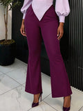 work clothing lantern sleeve casualtwo-piece set waist asymmetrical topseasiest for match flarepantspurplesuit