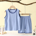 Kids' tank top set - lightweight modal loungewear for boys - sleeveless air conditioning suit - baby ice silk pajamas - summer boys' outfit