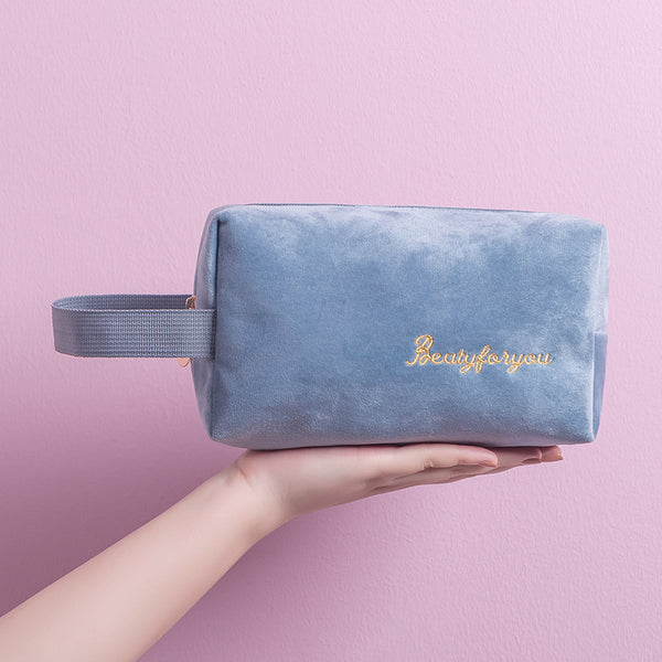 Cosmetic bag Portable portable clutch bag ins wind flannel large capacity simple wash bag portable storage