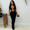 C7572 cross-border   fashion women's sexy slim-fit solid color tie-up sleeveless dress