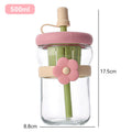 Drop shipping free shipping flower glass cup with lid and straw ins large capacity tea water separation tea cup ins feng shui cup