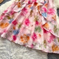 Vacation style halter neck floral, hot girl style dress for women summer dopamine a-line skirt gentle skirt pink sweet style