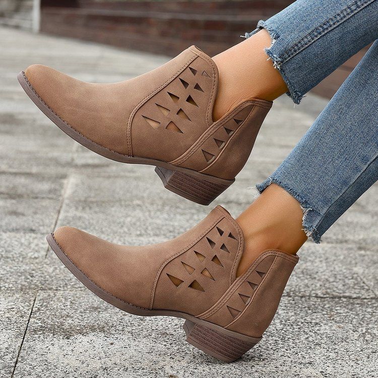 plus sizecut out breathable thick heel round toe low ankleeasiest for matchnew arrival vacation daily ankle boots fashion women's boots