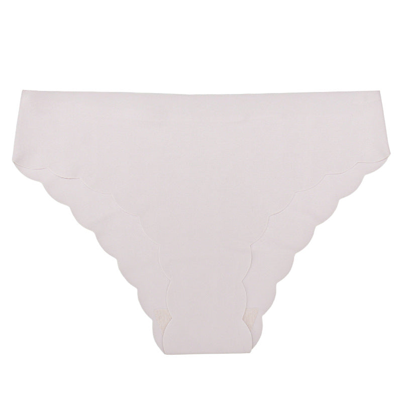 factory wholesale ice silk seamless underwear wavy edge low waist sports fold waist women's nylon briefs pure cotton crotch