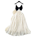 Atmosphere elegant french suspender dress for women  spring clothing sense of designcontrast colorpatchworkhigh waist holiday long skirt