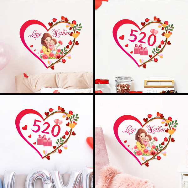 Cross-border  new creative Mother's Day love wall decoration beautiful self-adhesive sticker removable