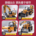 Kids' large-sized construction vehicle set: excavator, bulldozer, flatbed transporter - alloy engineering vehicle car model toys for boys