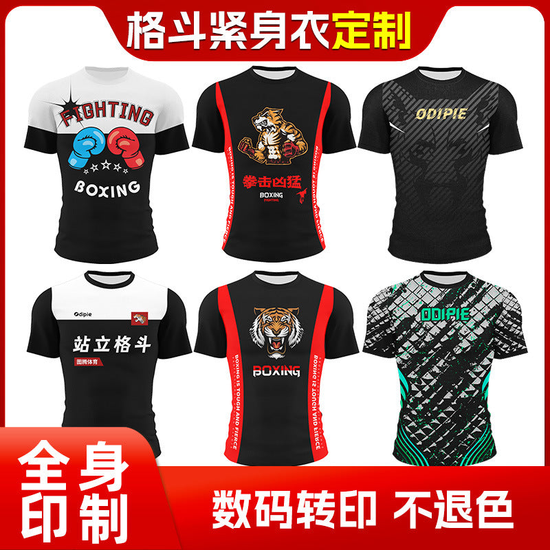 European and American men's boxing fighting training tights Muay Thai fighting Sanda fighting boxing clothes sports quick-drying clothes