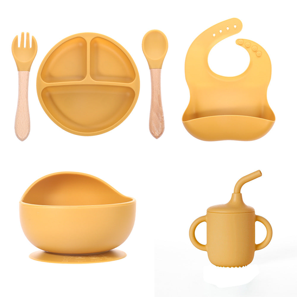 Children's Grid Silicone Plate, BPA Silicon Free Children's Gift Tableware Feeding Set Three Grid Plate