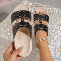 Outwear slip-on slippers black circle decoration flats shoes plaidcasual double-layer ivory white flats slippers for women