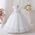 Export ready-made girl dress longembroidered mesh girl princess dress flower girl wedding dress classykids skirt