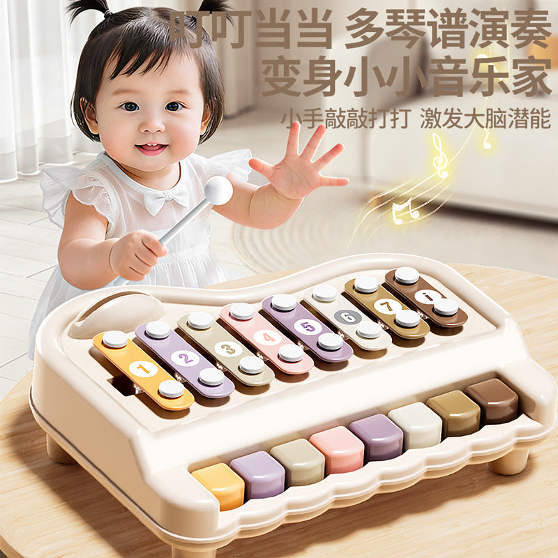 Two-in-one baby musical toy: handbell & piano - 6-12 months infant & toddler educational musical piano