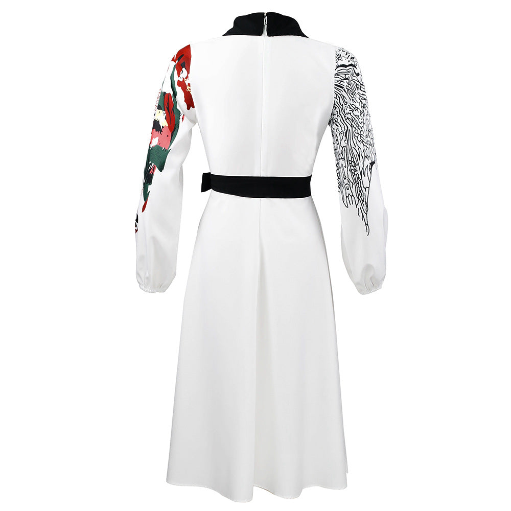 new summer collection: european and american style plus size women's printed white dress - perfect for cross-border e-commerce on  and the african market