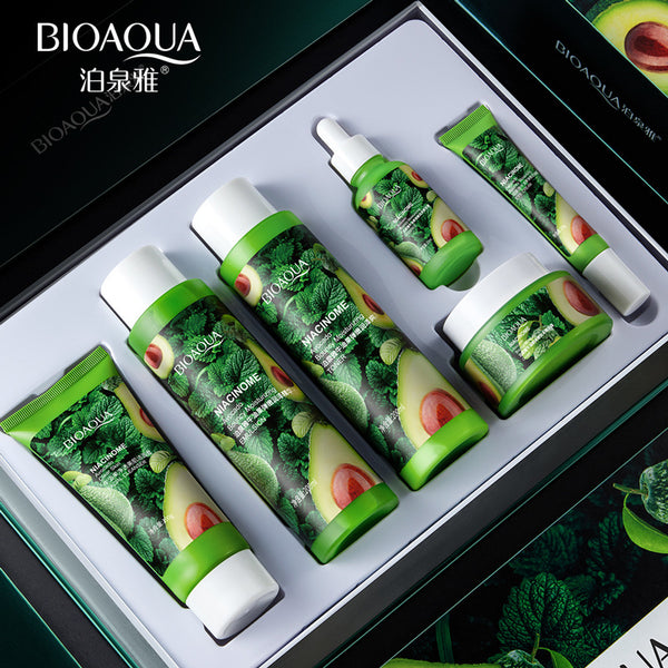 Boquanya avocado elastic, tender and moisturizing six-piece set, hydrating, moisturizing, refreshing, desalinating dark circles, skin care products wholesale