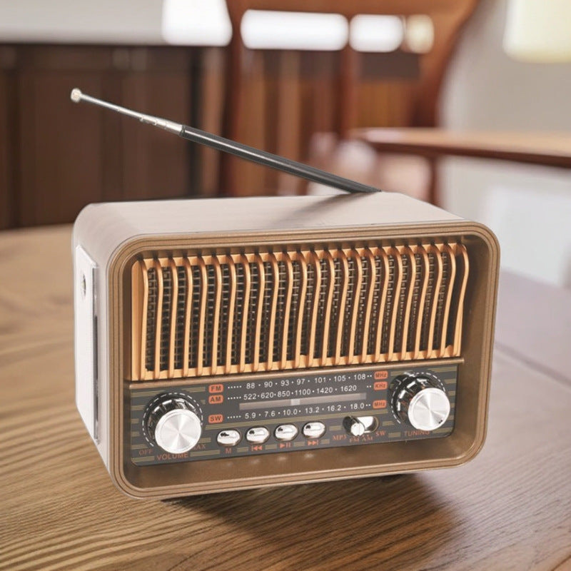Retro nostalgic new radio portable rechargeable multifunctional desktop bluetooth speaker with card slot and high-fidelity sound
