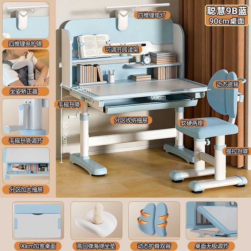 Children's study desk - adjustable height writing desk set for kids, students, and home use - perfect for homework and schoolwork