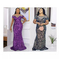 e-commerce: african , , round neck, elegant, private label, lace-trimmed, plus-size women's dress