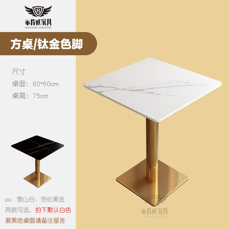 Bar table and chair combination, rock slab canteen dining table, commercial milk tea shop long table, reception and negotiation, cafe small round table