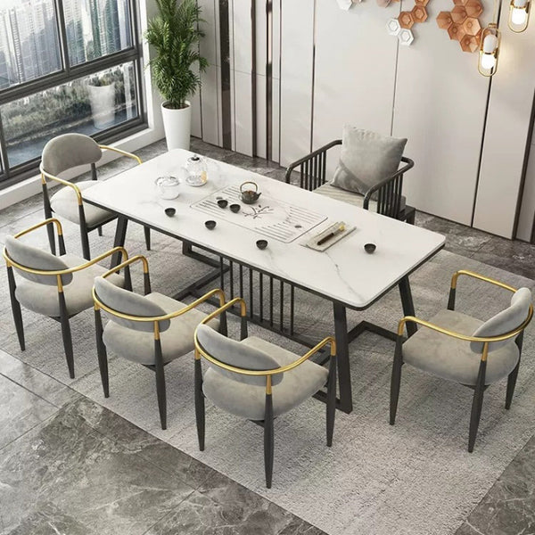 Light luxury simple modern rock slab tea table and chair combination balcony kettle integrated company office small tea table coffee table