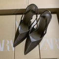 Za2025springnew arrival brown pointed toe french high-heeled sandals for women eleganteasiest for match stiletto high heels