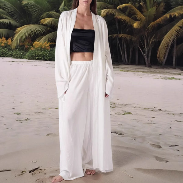 Europe and the United States hot 2025 beach sunscreen jacket cardigan blouse trousers casual suit women's  wholesale