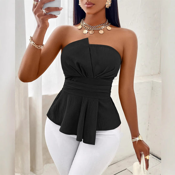 European and American  sleeveless top 2025 summer new halter sexy black fashion casual slim women's shirt