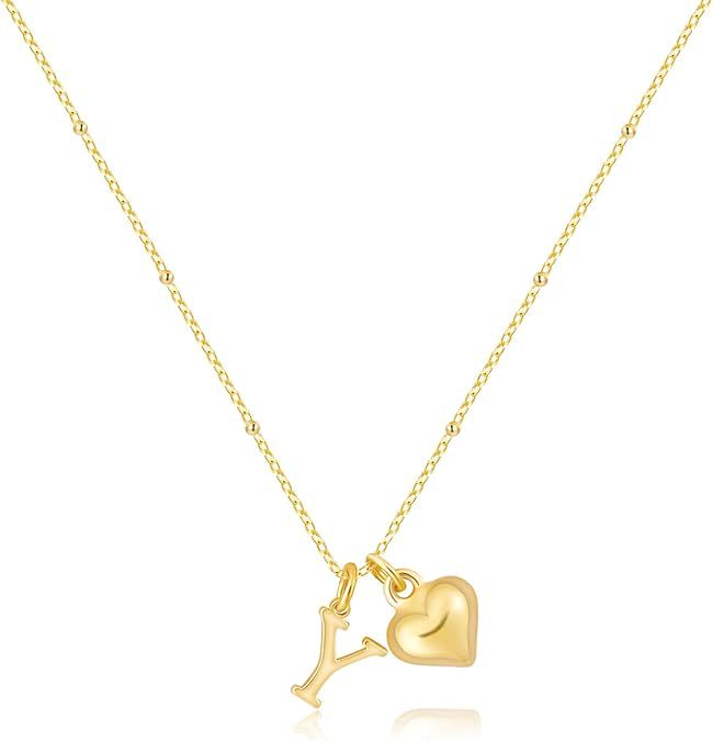 new fashion light luxury style 26 letter heart necklace, 14k gold plated minimalist versatile women's necklace