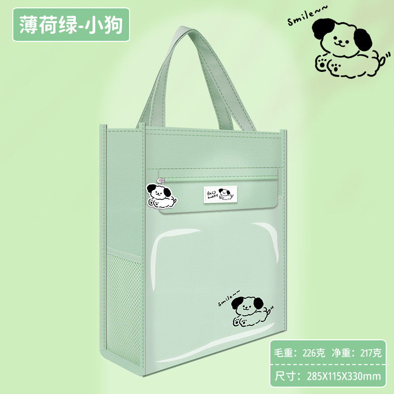 Kapibara bag tutoring bag, primary school student tote bag, book bag, large capacity canvas tutoring file bag, desktop storage