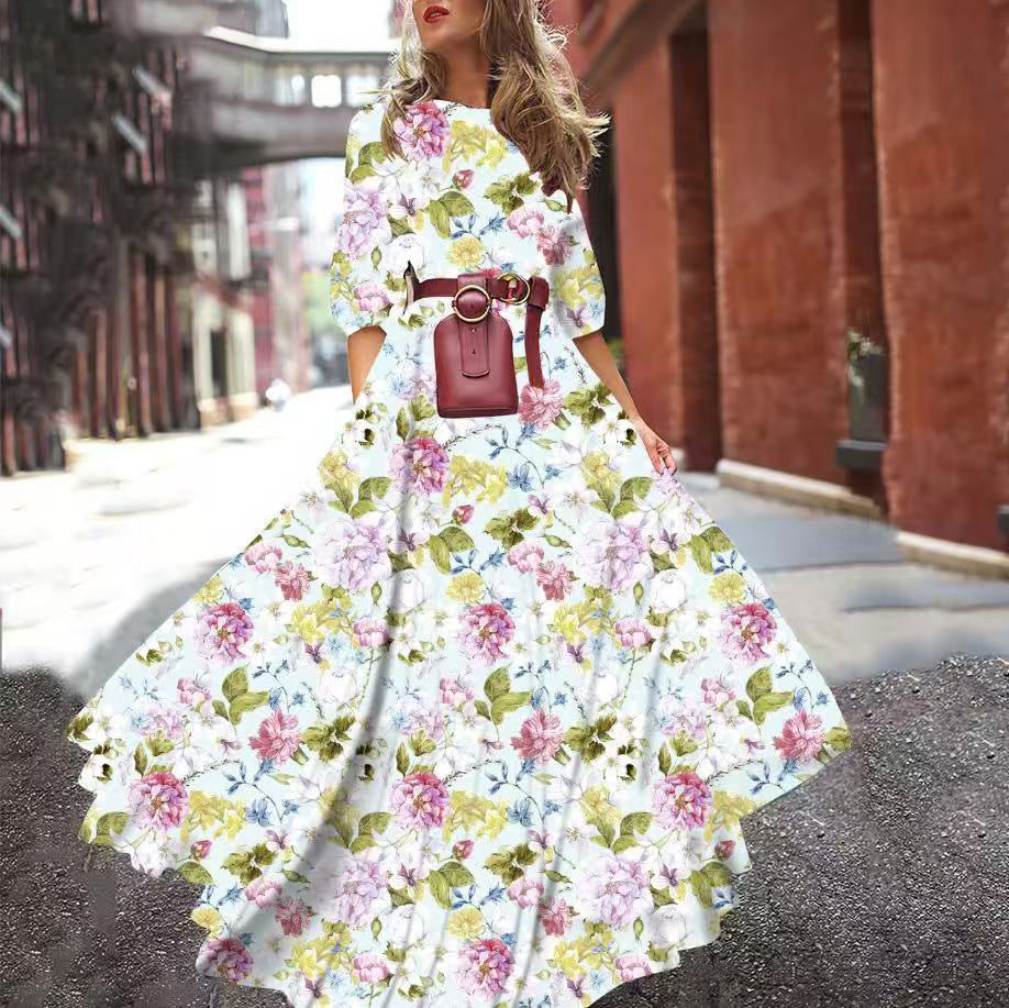 spring new arrivals: southeast asian women's printed maxi dress - -approved slim fit fashion dress