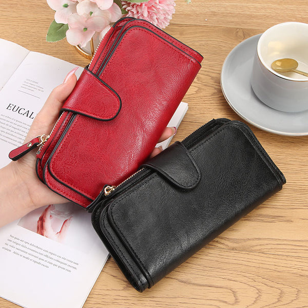 Fashion Korean version of personalized women's long wallet wallet wallet simple solid color change bag women's clutch bag fashionable and versatile