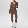 brushed tight drawstring halter vest nine-point long three-piece set sports running fitness yoga suit