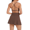 new cloud-soft brushed camisole bra with beautiful back design, casual running fitness short skirt yoga outfit set for women