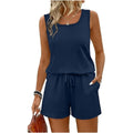 Amazon fashion cross-border y2 women's summer casual shorts suit vest square neck sleeveless sportswear with mouth