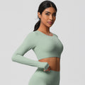 Naked feeling running long sleeves t-shirt women's tight brushed yoga tops quick-drying breathable sports fitness wear processing personalized
