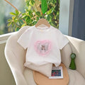 Girls' cartoon crew neck t-shirt -  summer new arrival - cute, lightweight, short-sleeve kids' top - casual children's clothing