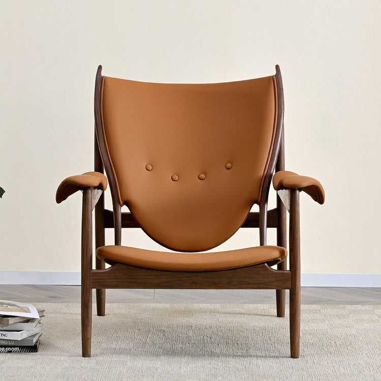 Scandinavian solid wood italian master chair casual leather single sofa chair wabi-sabi designer medieval casual chair