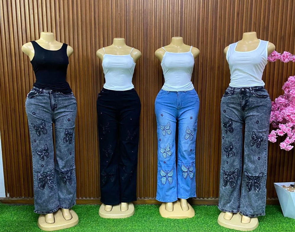 Wholesale loose jeansin stock women's looseflap pocket pantsjeans wholesale pocket jeans
