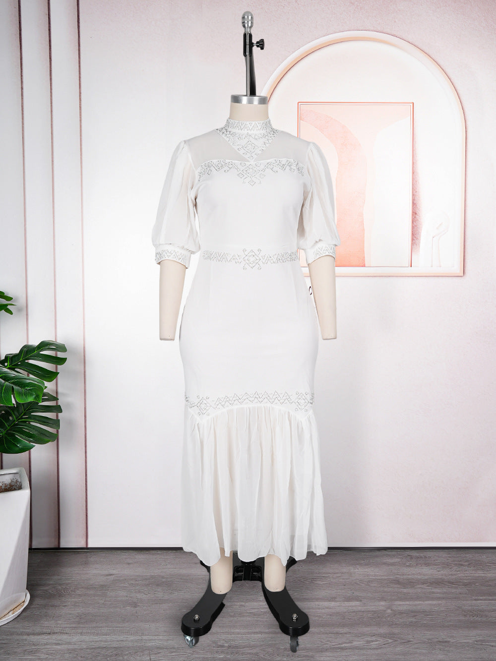 spring/summer new arrival:  cross-border chiffon patchwork dress - plus size african women's long dress