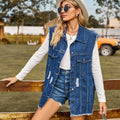 European and american cross-border  new denim vest tank top summer fashion trend denim sleeveless vest women's