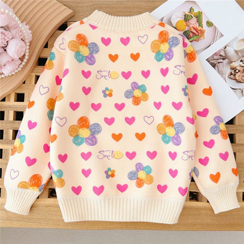 Girls' fall/winter thickened sweater - new  baby fleece-lined pullover knit top, stylish children's base layer